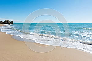 waves, sea and sun in the beach in Sicily - background