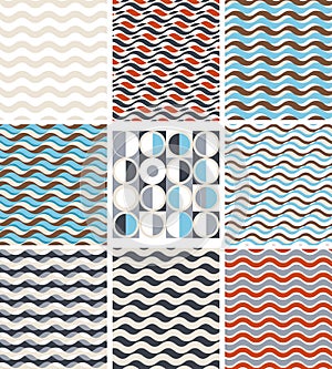 Waves - set of geometric seamless patterns