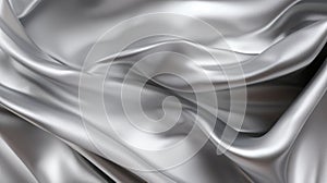 Waves of silver satin fabric, abstract illustration