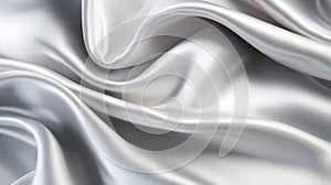 Waves of silver satin fabric, abstract illustration