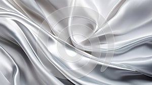 Waves of silver satin fabric, abstract illustration