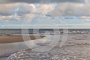 Waves of Skagerrak and Kattegat meeting at Grenen, Skagen, the north point of Denmark. photo