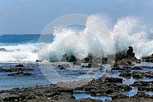 Waves splash in Kauai