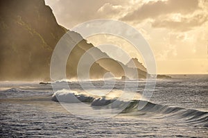 Waves at sunset, Fernando de Noronha, Pernambuco (Brazil)