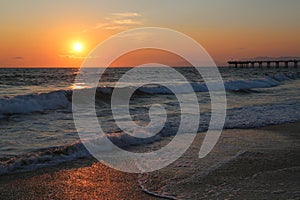 Waves During Sunset in Hermosa Beach photo