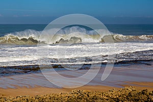 Waves of surf stormy Atlantic near Safi