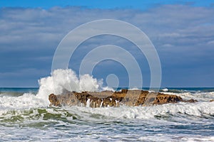 Waves of surf stormy Atlantic near Safi