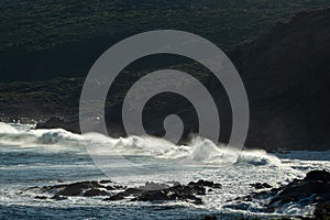 Waves thumping into the rocky coast near Canal Rocks, Yallingup