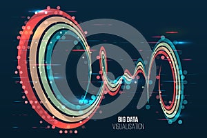 Waves twisted array visual concept. Big data visualization algorithms. Computer technology sorting data concept. Machine learning