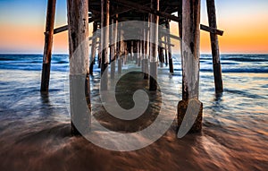 Waves Under the Pier, Newport Beach, California