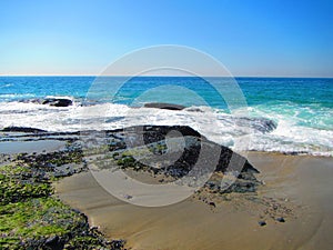 Waves washing ashore, aliso beach, dana point, california