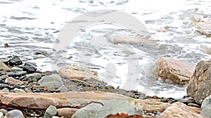 Waves washing ashore in Maine