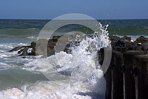 Waves Washing to Shore Along Bulkhead