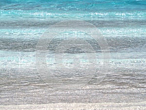 Waves in the water park and view of the tropical beach