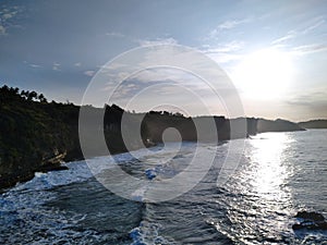 wavey beach at sunrise