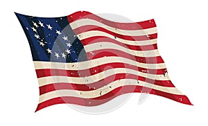 Waving Aged Betsy Ross Flag Isolated Vector Illustration