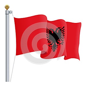 Waving Albania Flag Isolated On A White Background. Vector Illustration.