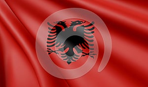 Waving Albania Flag Satin Fabric - 3D Illustration