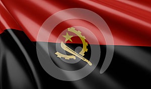 Waving Angola Flag Satin Fabric - 3D Illustration