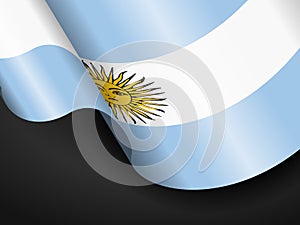 Waving Argentina flag on black