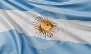 Waving Argentina Flag Satin Fabric - 3D Illustration