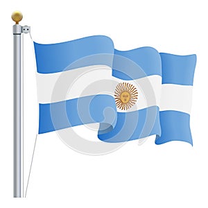 Waving Argentina Flag On A White Background. Vector Illustration.