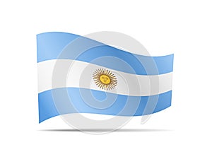 Waving Argentina flag in the wind. Flag on white vector illustration