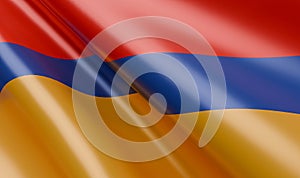 Waving Armenia Flag Satin Fabric - 3D Illustration