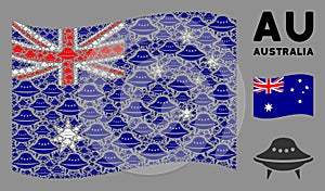 Waving Australia Flag Collage of Space Ship Items