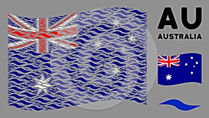 Waving Australia Flag Collage of Wave Shape Items