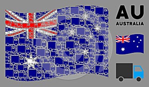 Waving Australia Flag Composition of Shipment Van Items