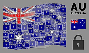 Waving Australia Flag Mosaic of Lock Items