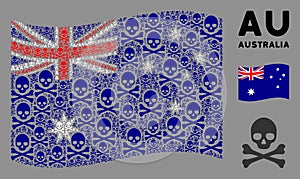 Waving Australia Flag Collage of Death Skull Icons