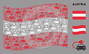 Waving Austrian Flag Composition of Electric Car Items