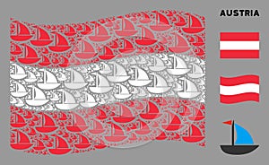 Waving Austrian Flag Mosaic of Yacht Icons