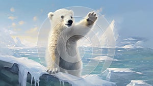 Waving baby polar bear animation