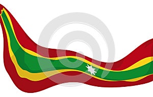 Waving Barranquilla`s flag in cartoon style over white background, Vector illustration