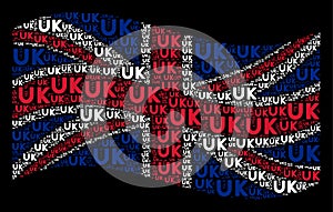Waving British Flag Pattern of UK Text Items