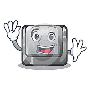 Waving button C in the mascot shape