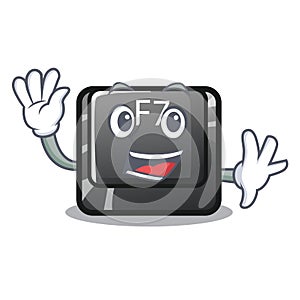 Waving button f7 in the shape mascot