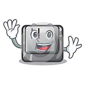 Waving button H in the shape cartoon