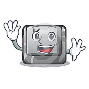 Waving button K in the cartoon shape