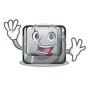 Waving button L in the mascot shape