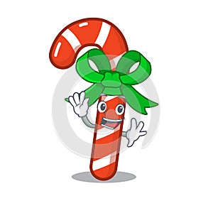 Waving candy cane isolated in the character