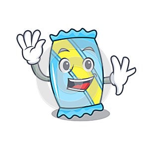 Waving candy character cartoon style