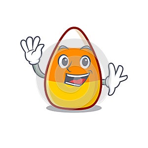 Waving candy corn cartoon with character shape