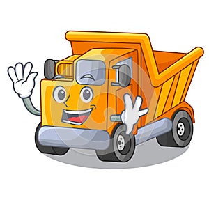 Waving cartoon truck transportation on the road