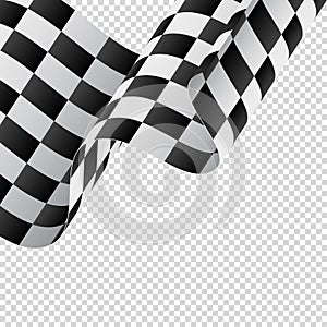 Waving checkered flag on transparent background. Racing flag. Vector illustration.