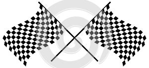 Waving checkered racing flags. Crossed chequered flags