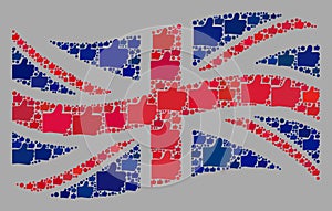 Waving Choice Great Britain Flag - Mosaic with Thumb Up Elements